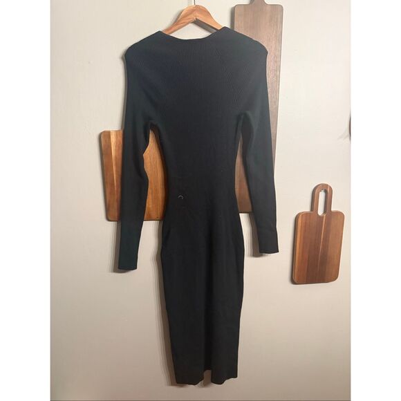 Abercrombie & Fitch Black Long Sleeve Cut-Out Rib Sweater Dress Small Tall NWT - Picture 2 of 5